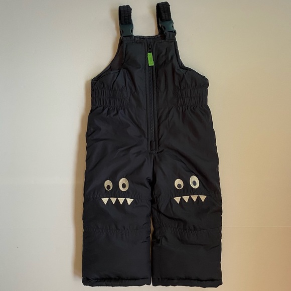 Carter's Other - Snow Pants Size 18 months Bibs Ski Overalls navy Blue white monster face knees